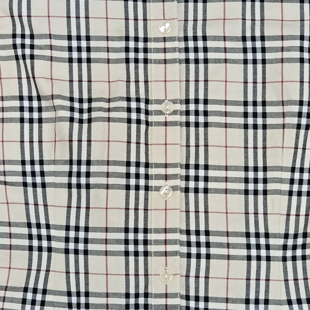 Burberry London Nova Check Plaid 3/4 Split Sleeve Button Up Shirt Size Small - Picture 4 of 12